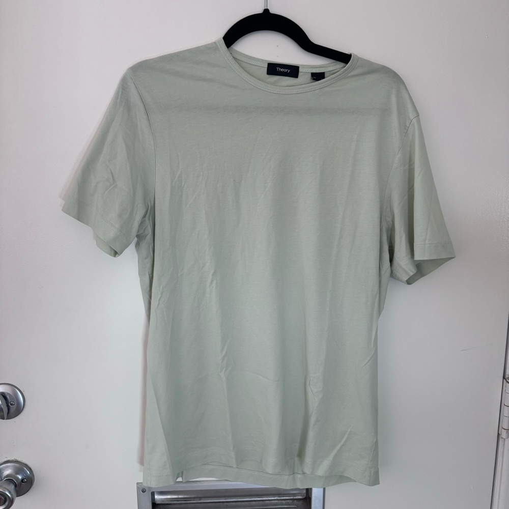 Theory Men's Precise Pima Cotton Tee in Light Green Size M